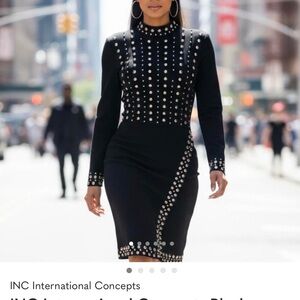 INC International Concepts Black and Silver Studded Dress
